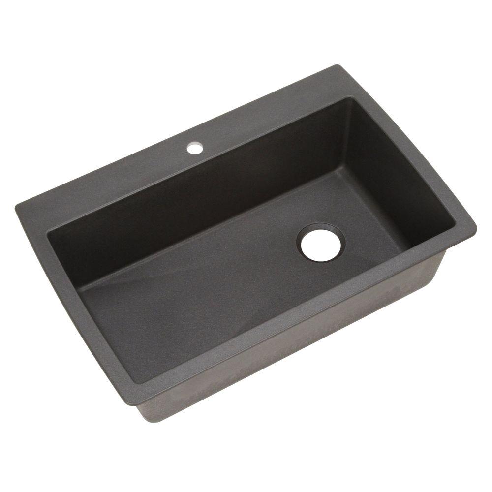 Elkay Elkay By Schock Undermount Quartz Composite 33 In Single Bowl Kitchen Sink In Black Elkay Schock Sink Template