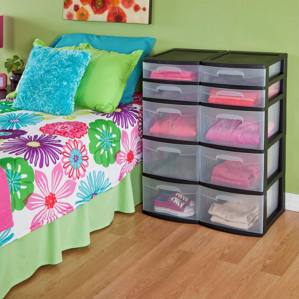 Sterilite 5 Drawer Tower Plastic Space Saving Home Storage
