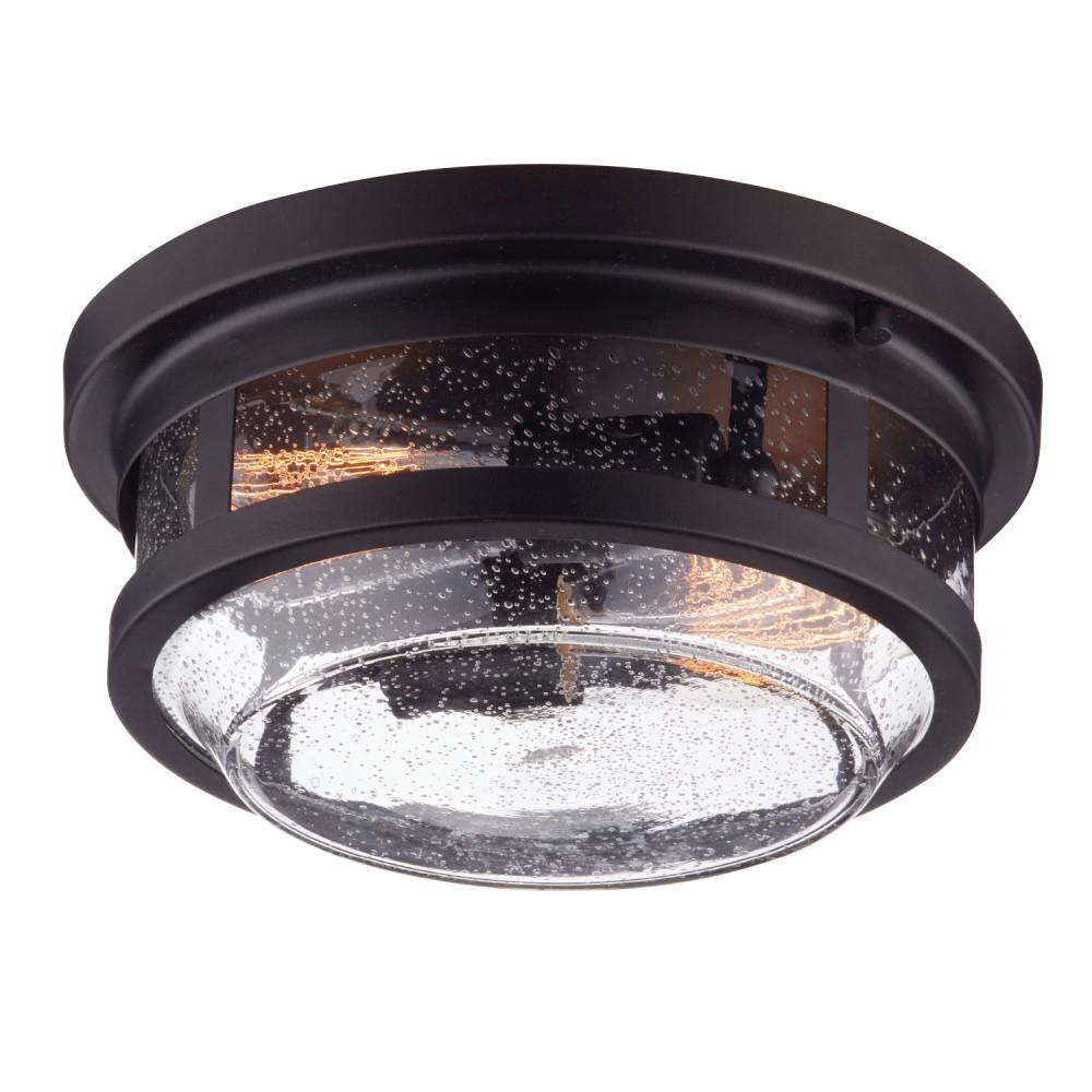 Globe Electric 2 Light Wolfe Bronze Outdoor Flush Mount 44263 Light Wolfe Bronze Outdoor Flush Mount
