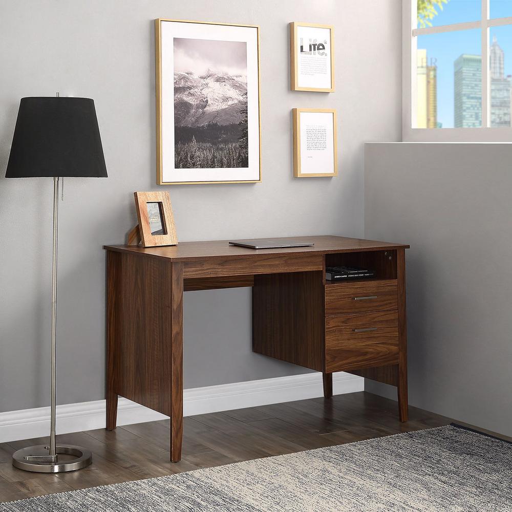 Merax Walnut Josepha 2 Drawer Writing Computer Desk Wf192053aad Merax Walnut Josepha 2 Drawer Writing