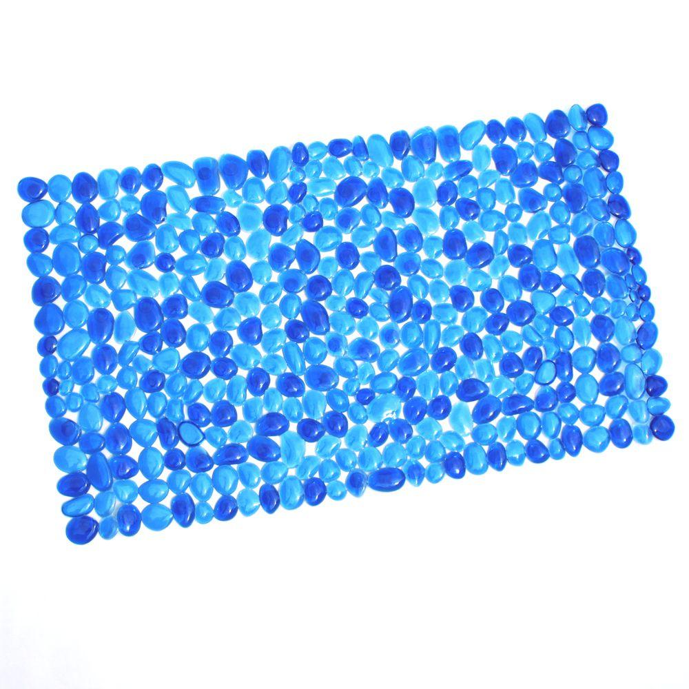 blue bath mat