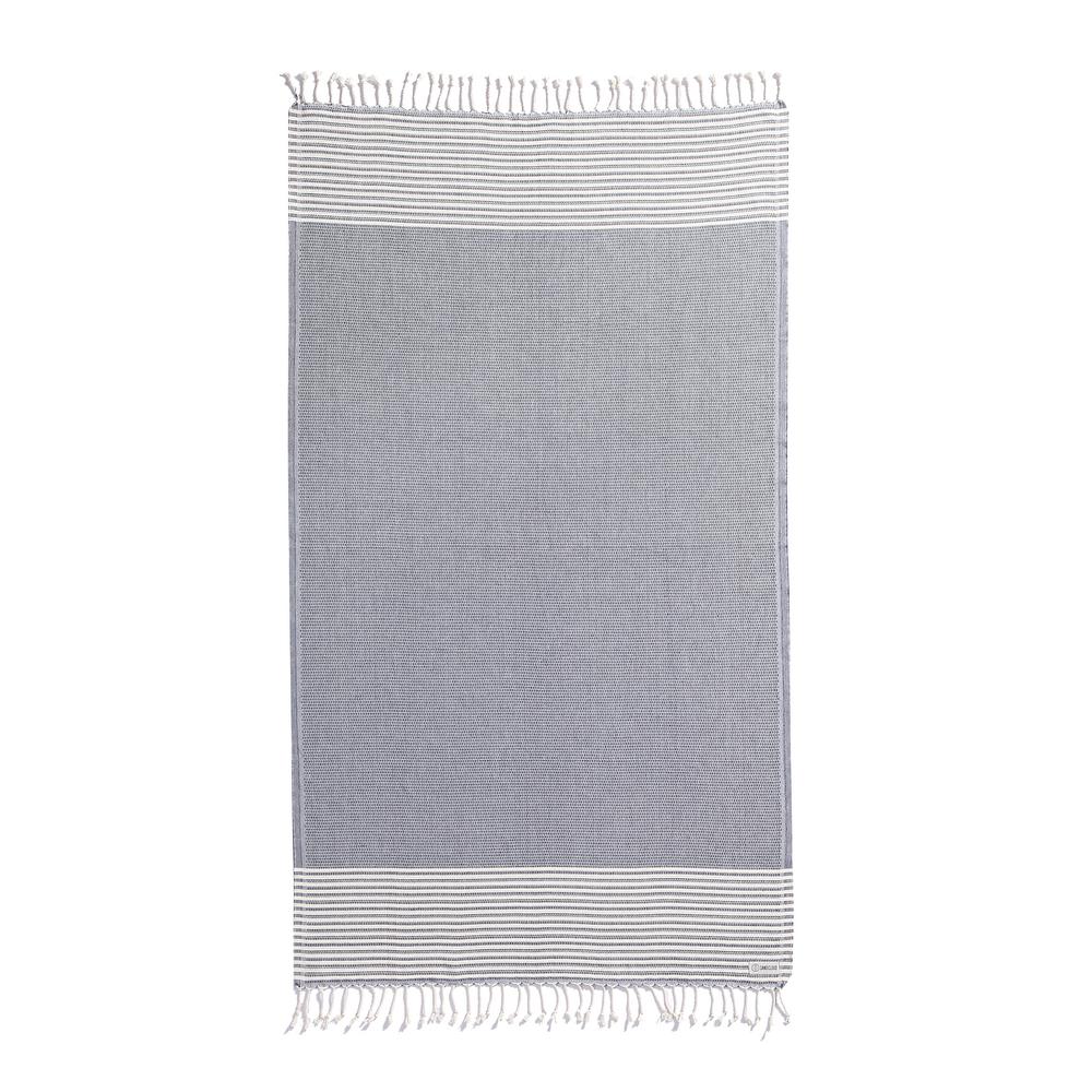 SAND CLOUD Turkish Blue and Ivory Cotton Beach Towel ** - The Home Depot