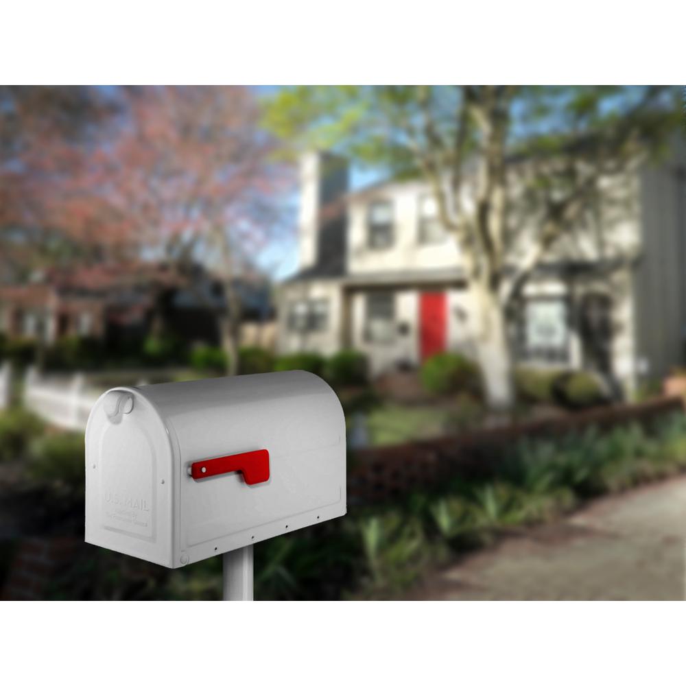 Mailbox Post Mount Large Residential Grey Steel Rust-Free Hinges w//Red Flag Mail