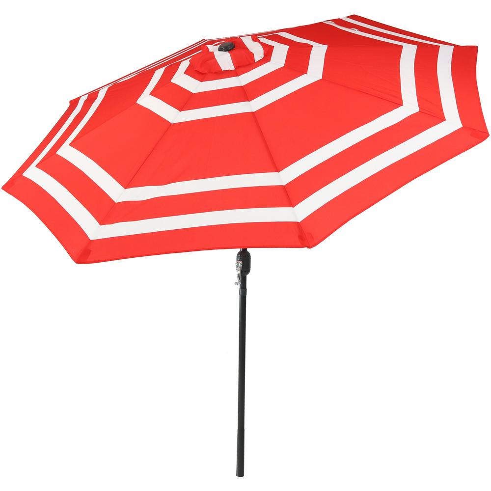 Sunnydaze Decor 9 Ft. Aluminum Market Tilt Patio Umbrella In Red Stripe ...