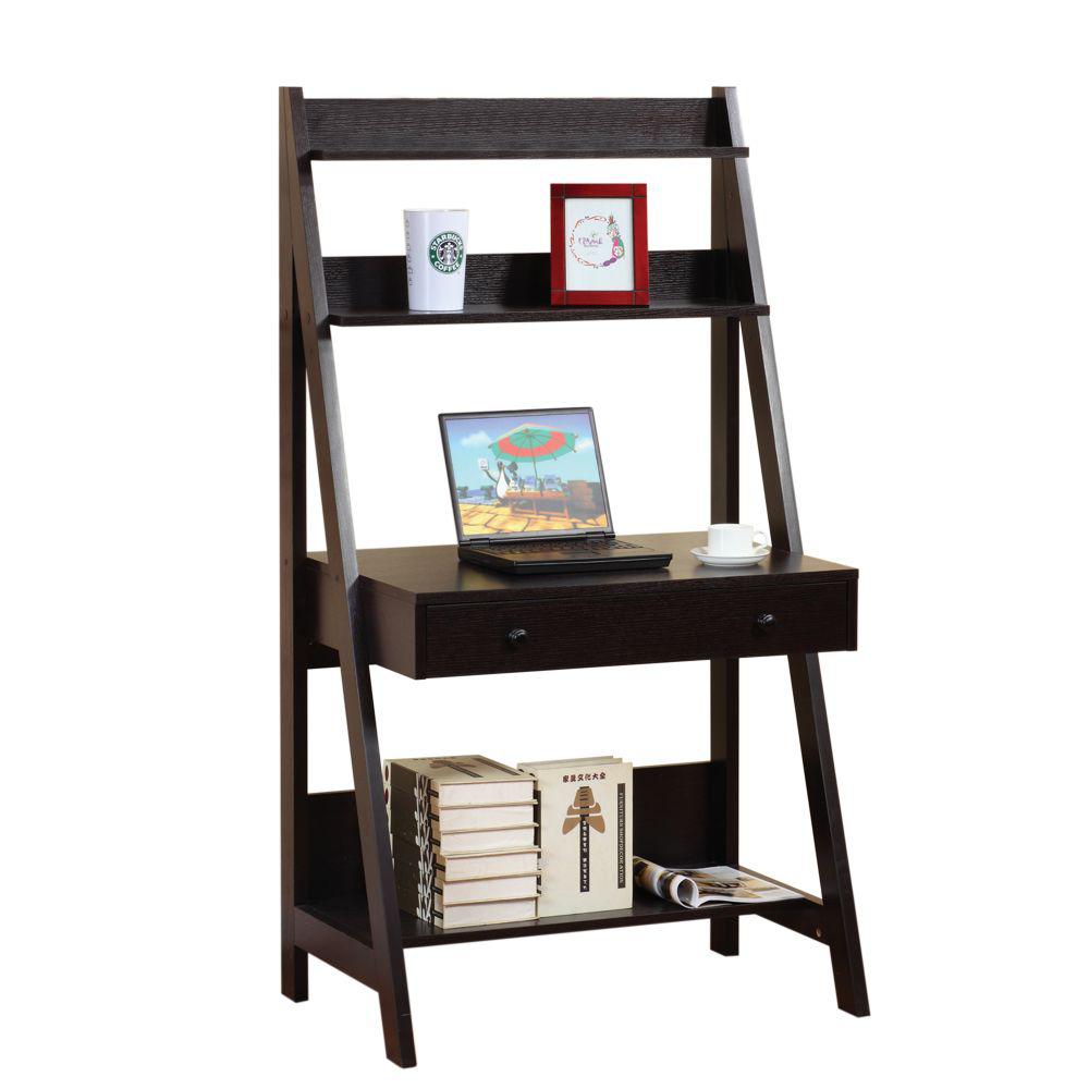 Benzara Contemporary Style Ladder Desk With 3 Open Shelves