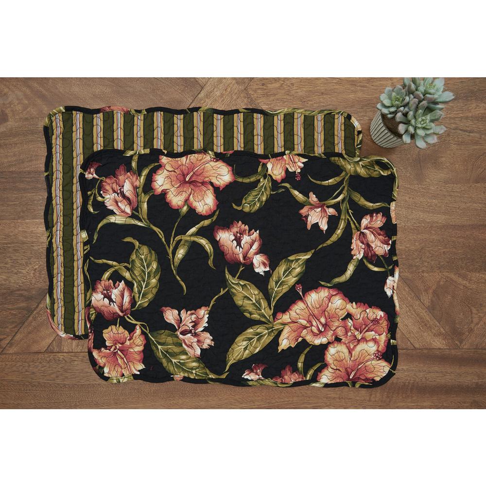 Black Aubree Quilted Placemat Set Of 6 Black Aubree Quilted Placemat Set Of 6