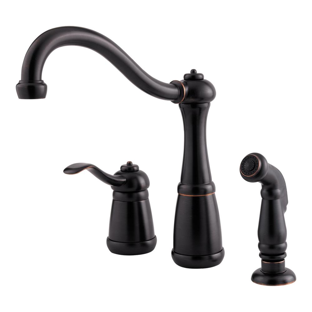 Delta Pilar Waterfall Single Handle Standard Kitchen Faucet With Side Sprayer In Venetian Bronze 6185