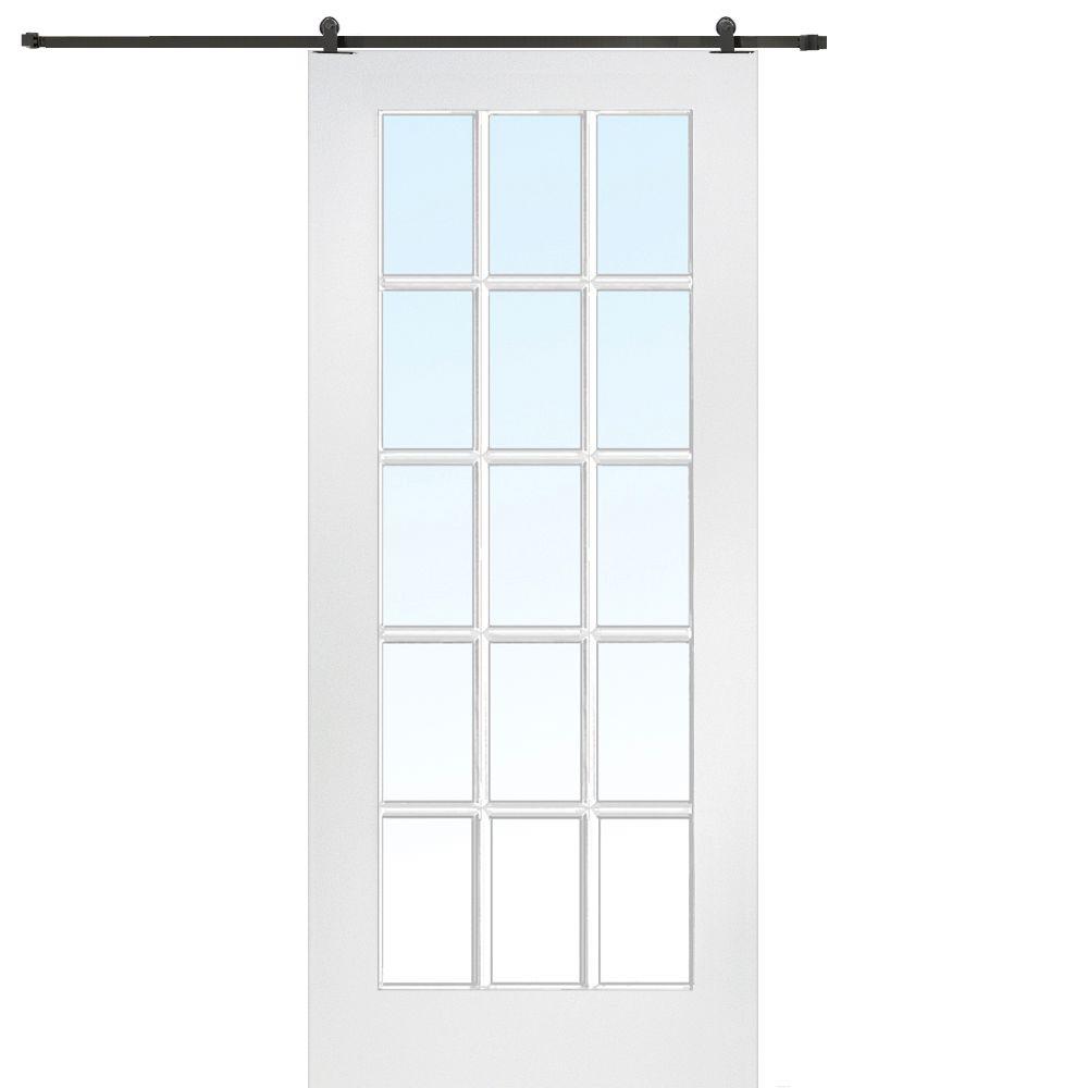 Clear Glass Barn Doors Interior Closet The Home Depot