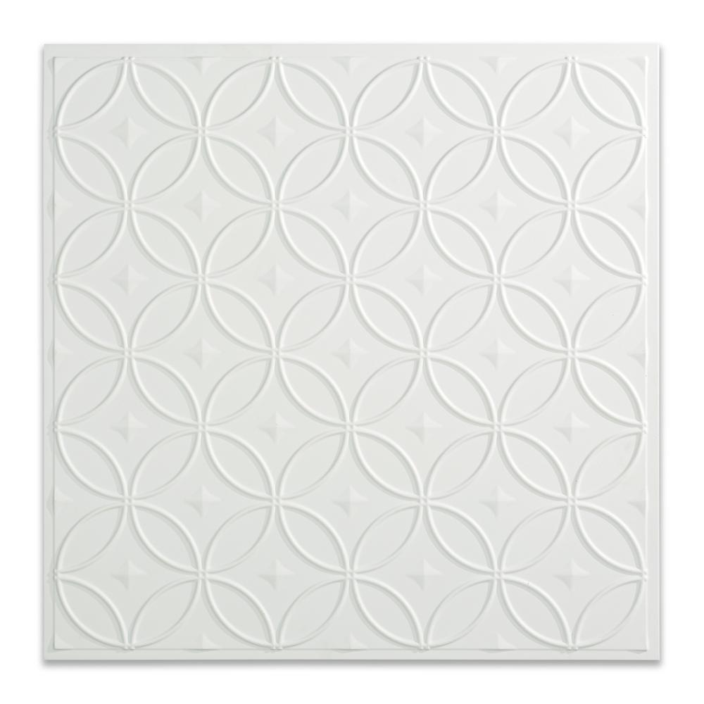 Fasade Rings 2 ft. x 2 ft. Matte White LayIn Vinyl Ceiling Tile (20 sq. ft.)PL8201 The Home