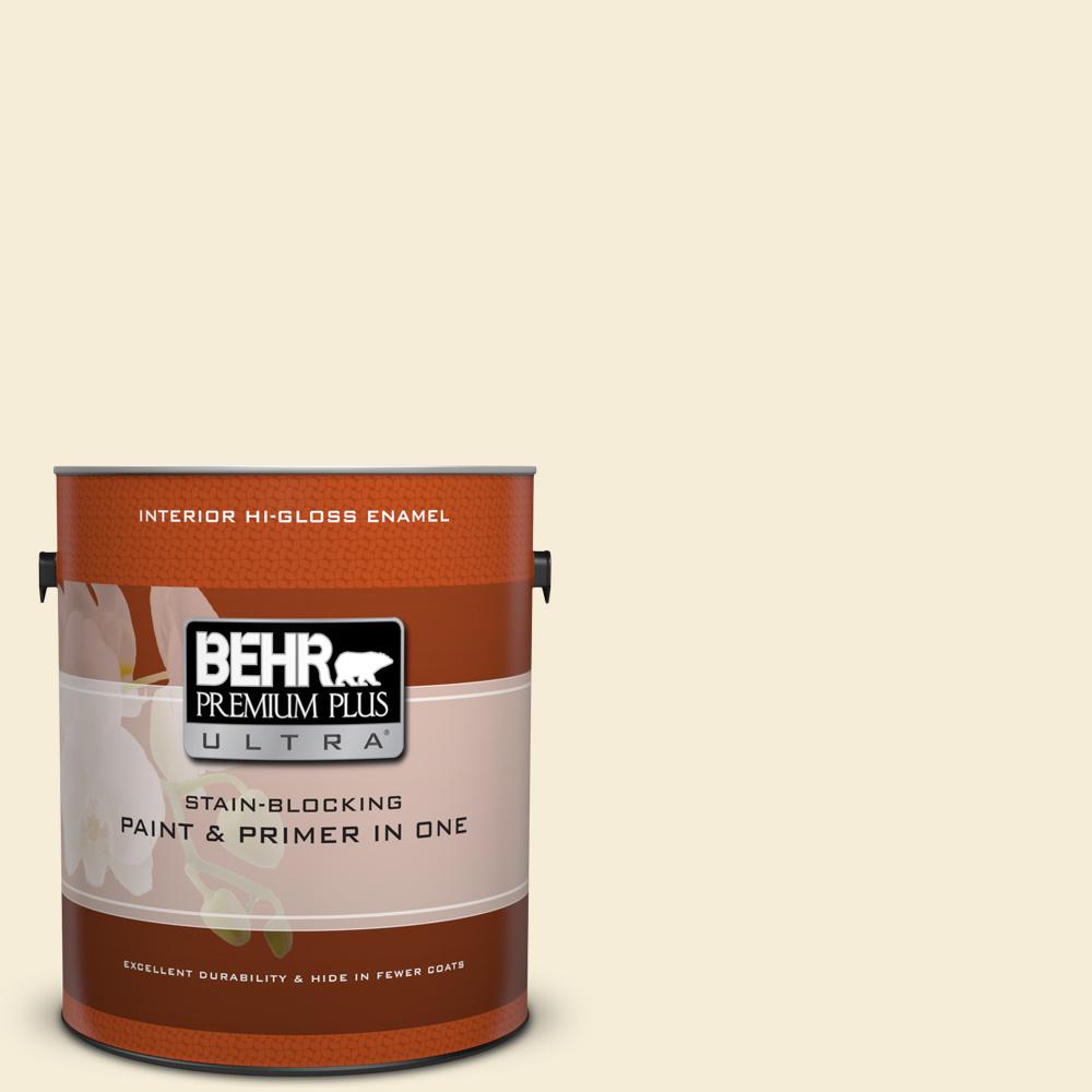 Behr Premium Plus Ultra 1 Gal W D 420 Beach White Hi Gloss Enamel W D 420 Beach White Hi Gloss