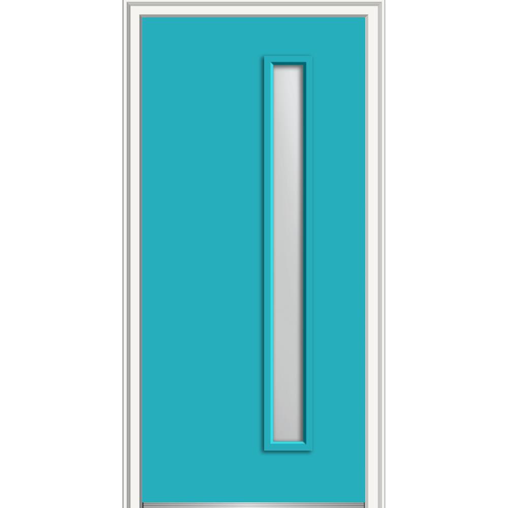 MMI Door 30 in. x 80 in. Frosted Glass LeftHand 1Lite Strike Side