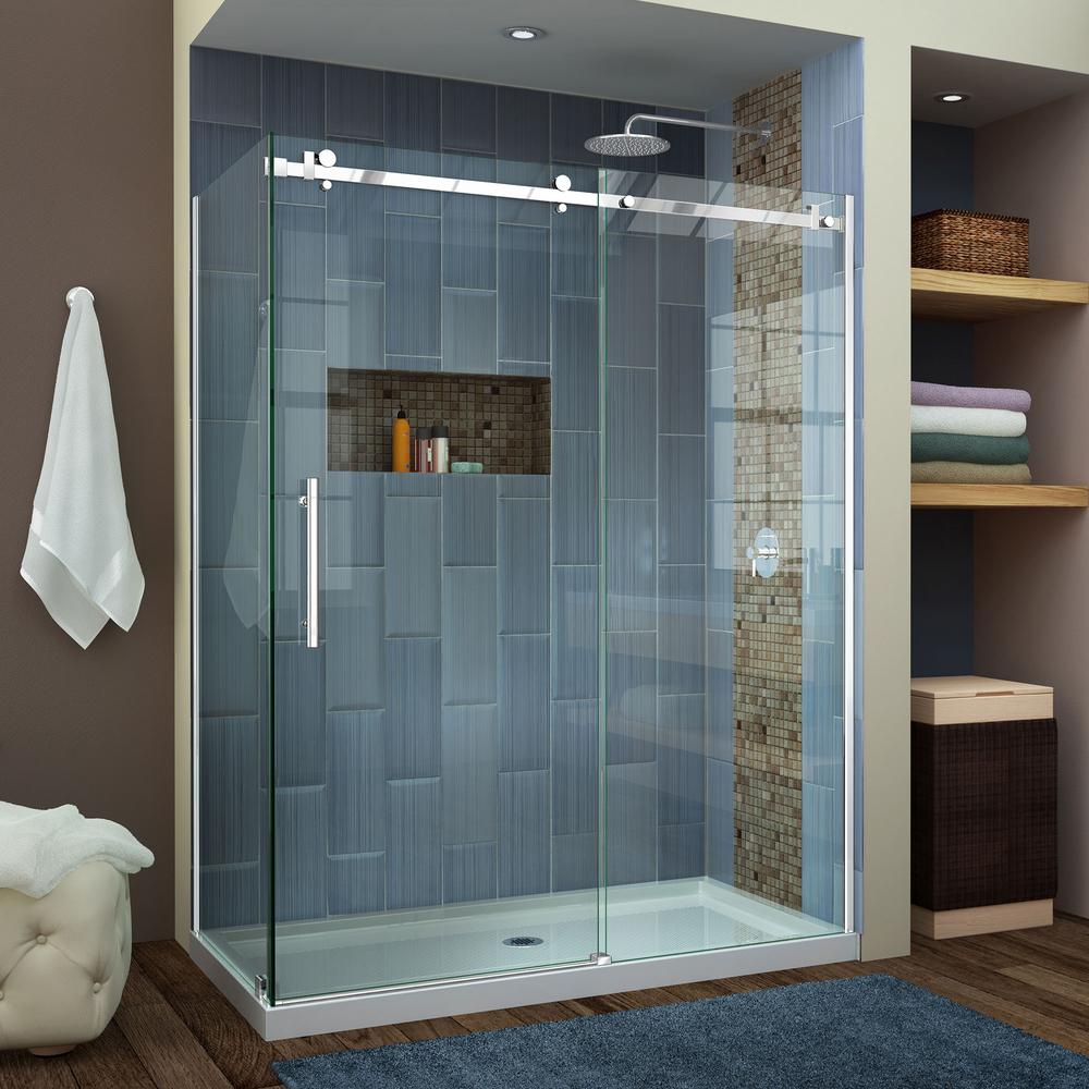 DreamLine Enigma 56 in. to 60 in. x 79 in. Frameless Sliding Shower ...