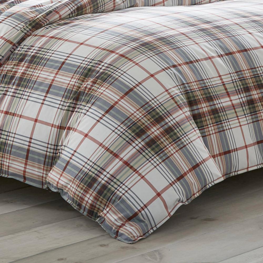 Eddie Bauer Classic 3 Piece Red Plaid Full Queen Duvet Cover Set