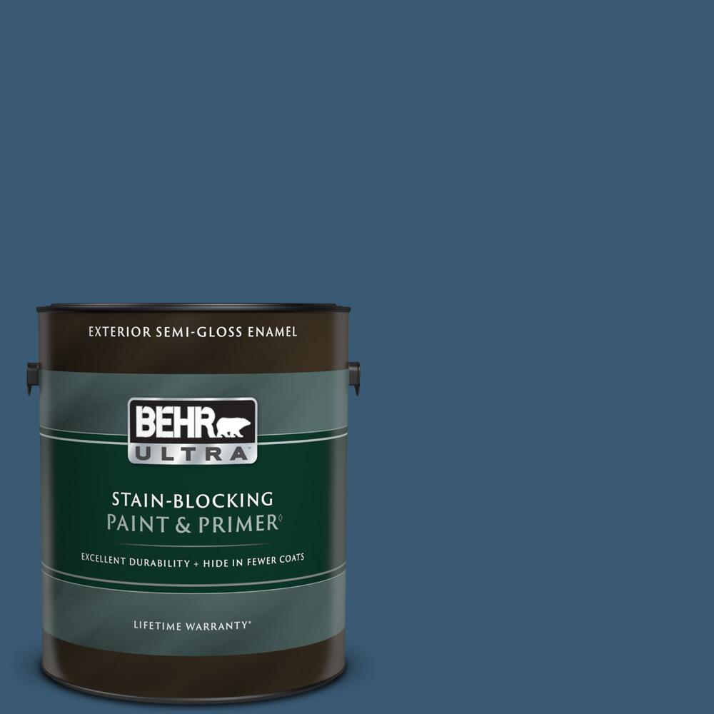 BEHR ULTRA 1 gal. M5006 Express Blue SemiGloss Enamel Exterior Paint