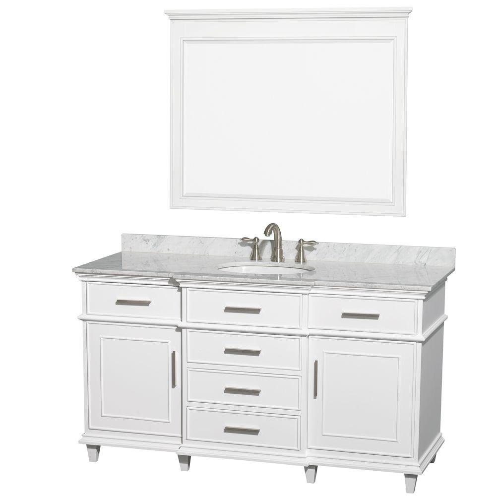 Wyndham Collection Berkeley 60 In Vanity In White With Marble
