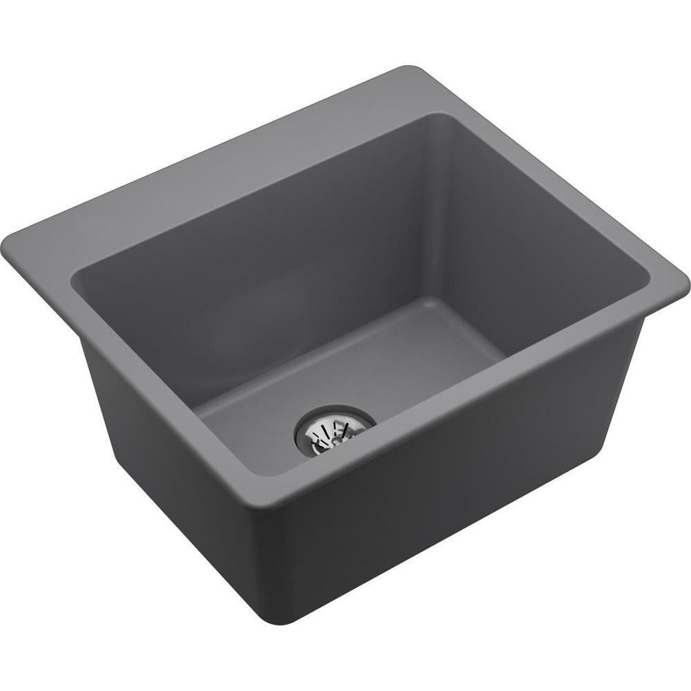 Elkay Quartz Classic Perfect Drain DropIn 25 in. Laundry Sink in Black