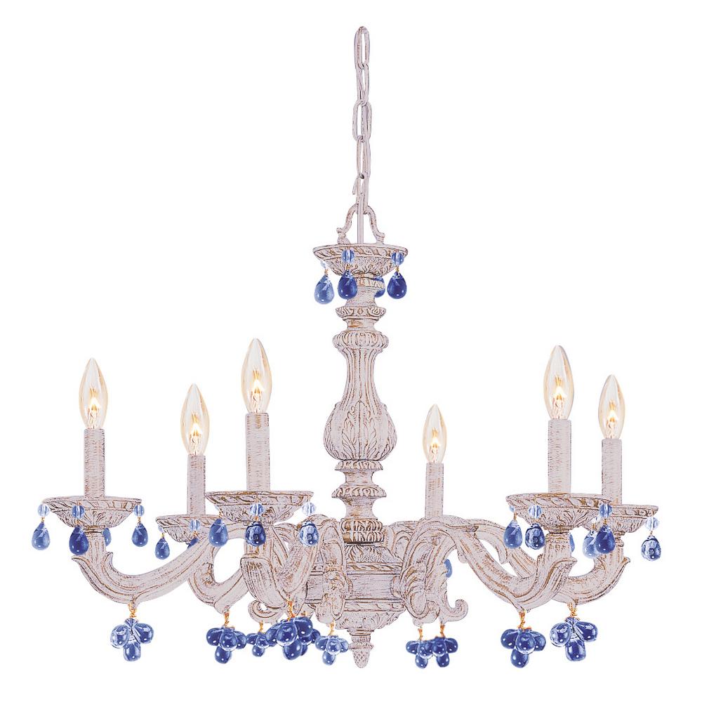 6 Light Antique White Chandelier 5226 Aw Blue The Home Depot 6 Light Antique White Chandelier