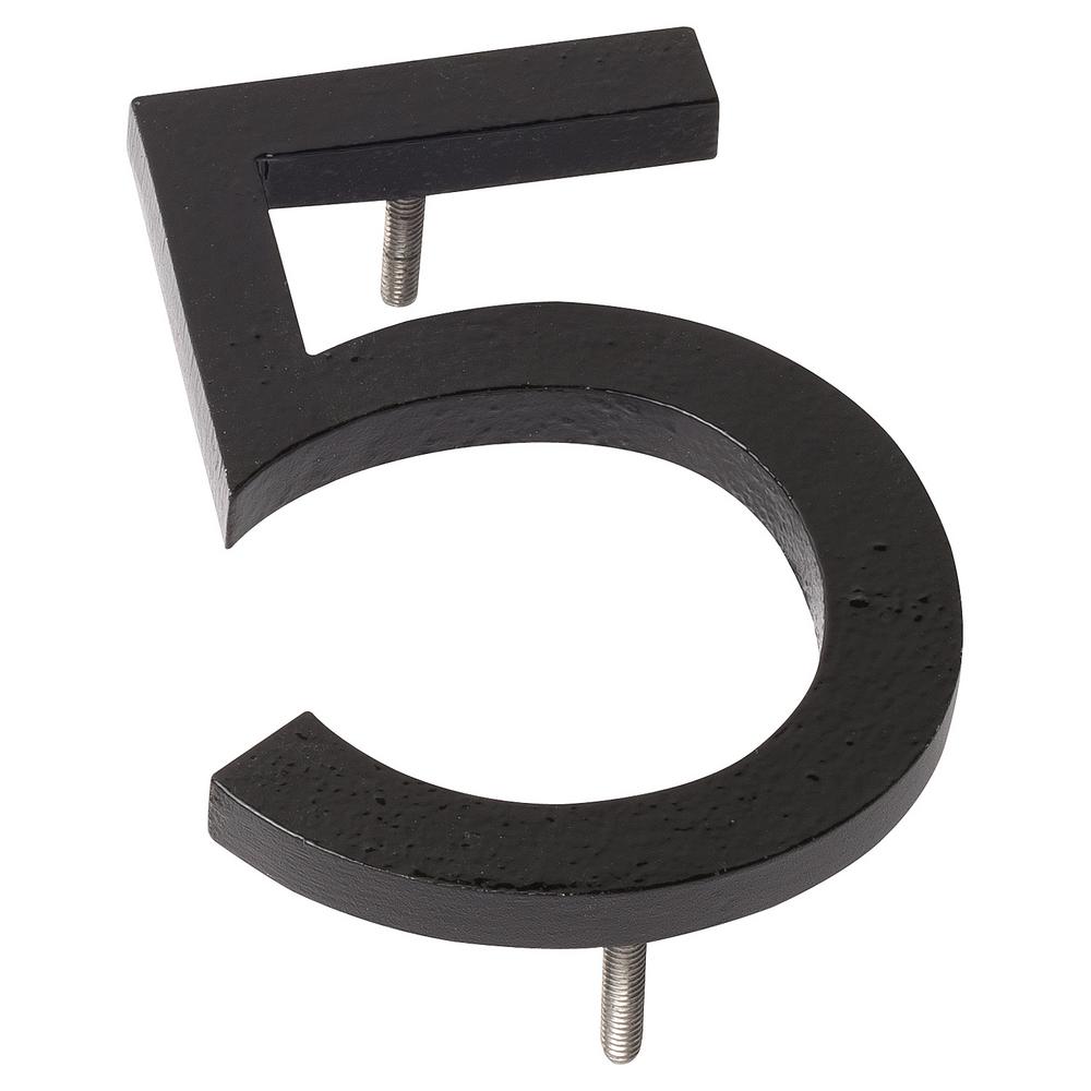 Montague Metal Products 16 In Black Aluminum Floating Or Flat Modern House Number 5 Mhn 16 5 F Bk1 The Home Depot