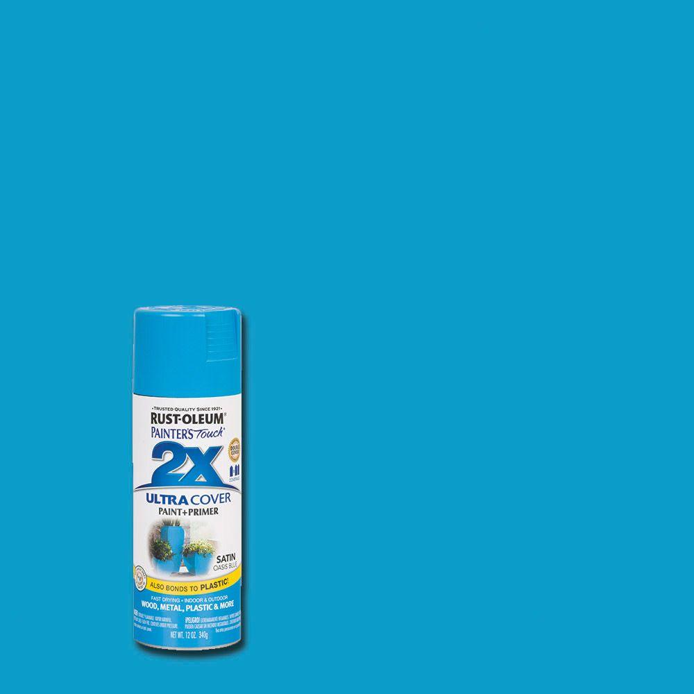 Rust Oleum Painter S Touch 2x 12 Oz Satin Oasis Blue General Rust Oleum Painter S Touch 2x 12 Oz Satin Oasis Blue General Purpose Spray Paint 277991 The Home Depot