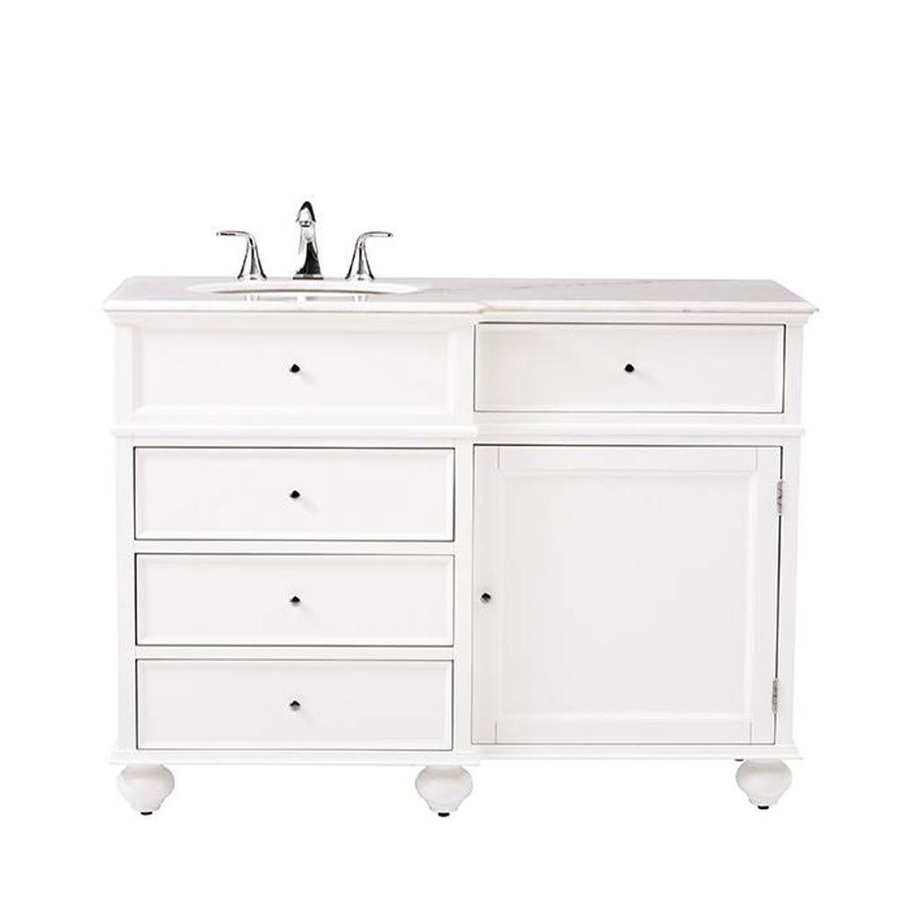 Home Decorators Collection Hampton Harbor 48 In W X 22 D Bath Vanity White With Natural Marble Top