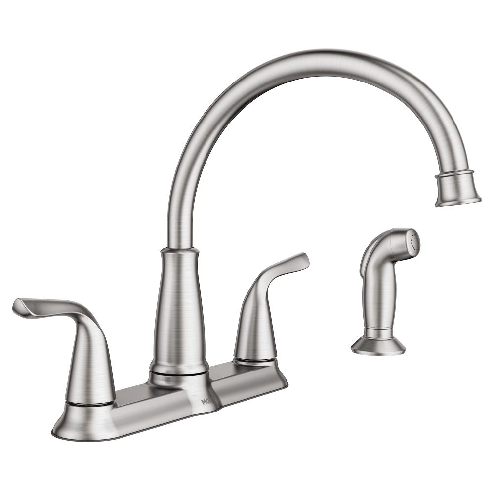 MOEN Brecklyn 2-Handle Standard Kitchen Faucet with Side ...