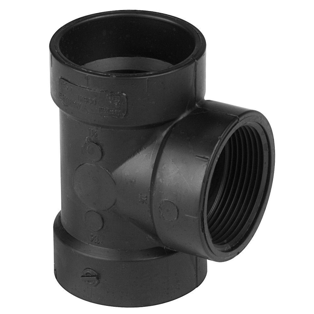 4 inch ABS DWV Hub x Hub x FIPT Test Tee