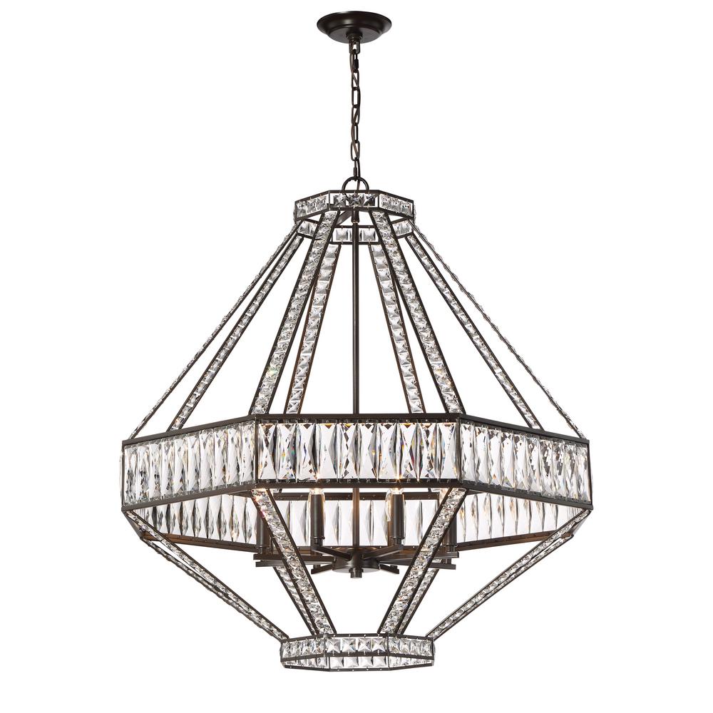 Mediterranean Candle Style Eurofase Chandeliers Lighting Bellezza Collection 8 Light Bronze Chandelier With Crystal Shade