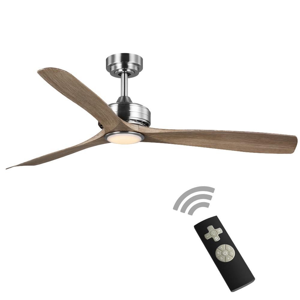 Home Decorators Collection Bayshire 52 in. LED Indoor/Outdoor Brushed Nickel Ceiling Fan with Remote Control and White Color Changing Light Kit