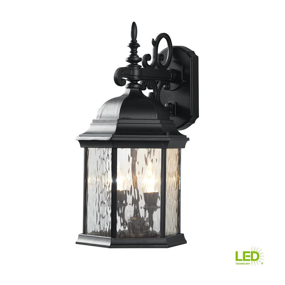 Weather Resistant Outdoor Wall Mounted Lighting 2 Light Oil Rubbed Bronze Led Decorative Water Glass Outdoor Lantern