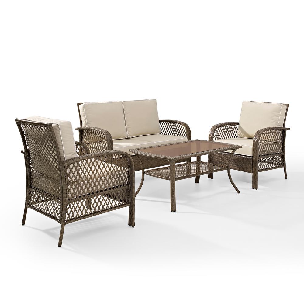 Crosley Tribeca 4 Piece Wicker Outdoor Patio Seating Set With Sand