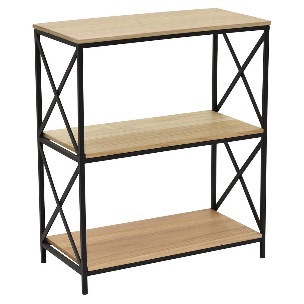 Three Hands 27 5 In Brown Black Metal 3 Shelf Etagere Bookcase