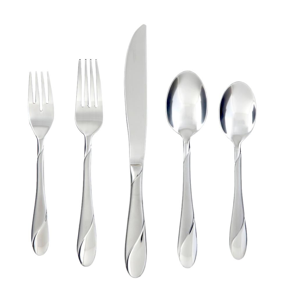 Best Rated Place Settings Flatware The Home Depot Swirl Sand 89 Piece Flatware Set