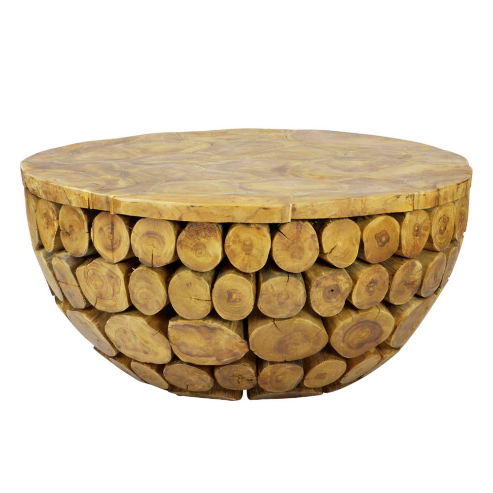 Lux Home Sumatra Solid Natural Teak Wood Round Deco Coffee ...