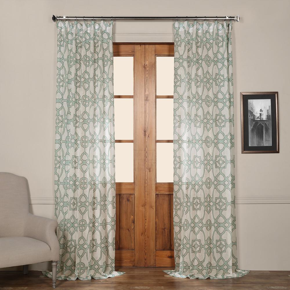 Exclusive Fabrics Furnishings Seaglass Printed Sheer Curtain In