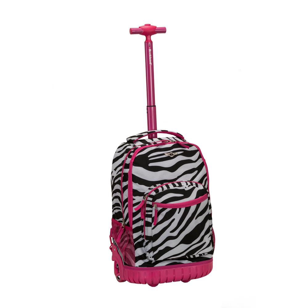 pink rolling backpack
