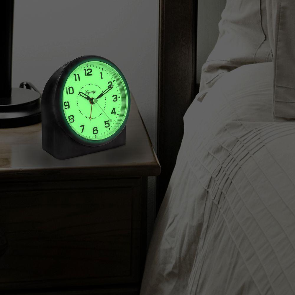 Equity by La Crosse Large 4.72 in. Black Analog Alarm Table Clock with