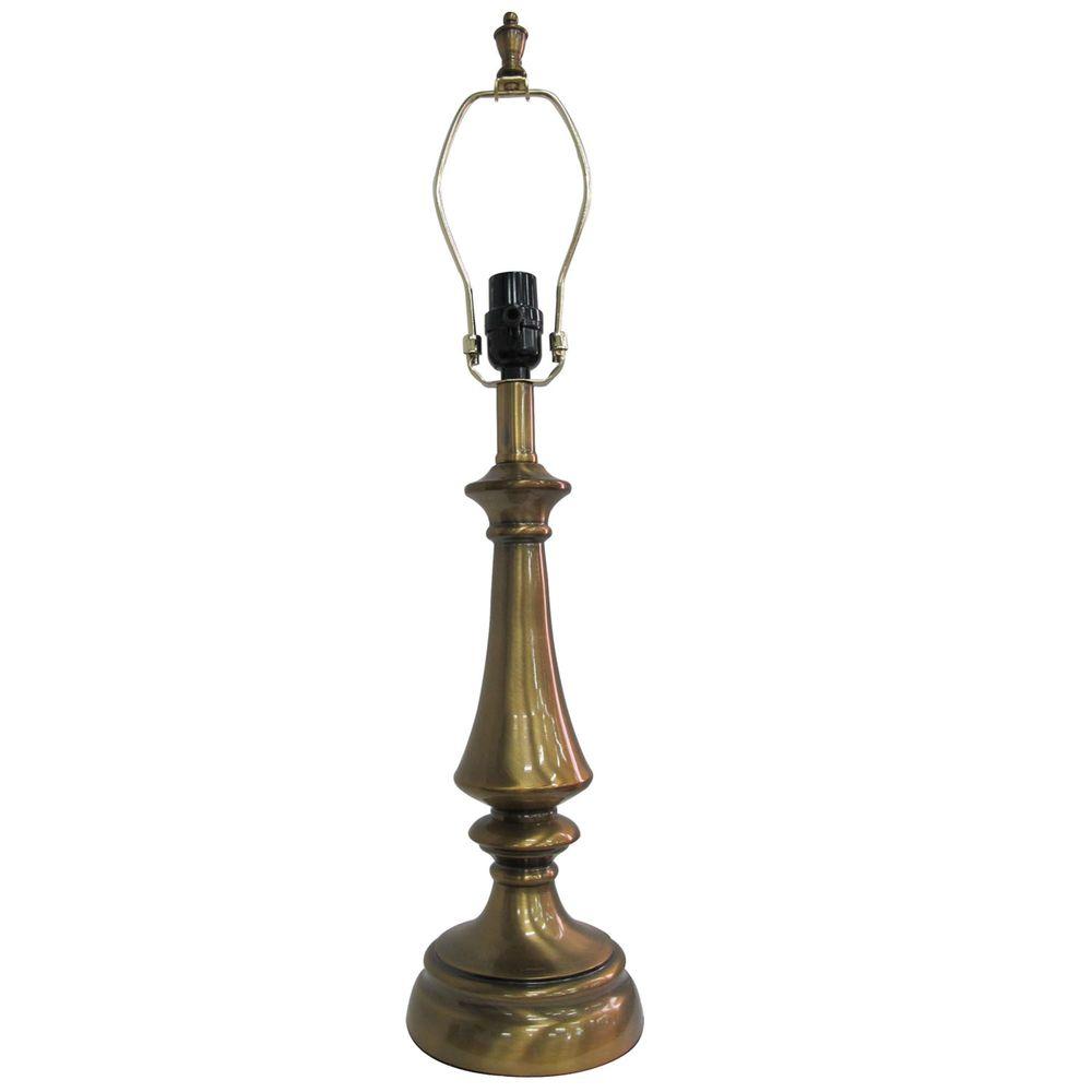 Antique Brass Round Table Lamp - Title 