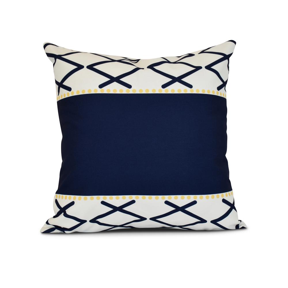 Knot Fancy Navy Blue Geometric 17 In X 17 In Throw Pillow