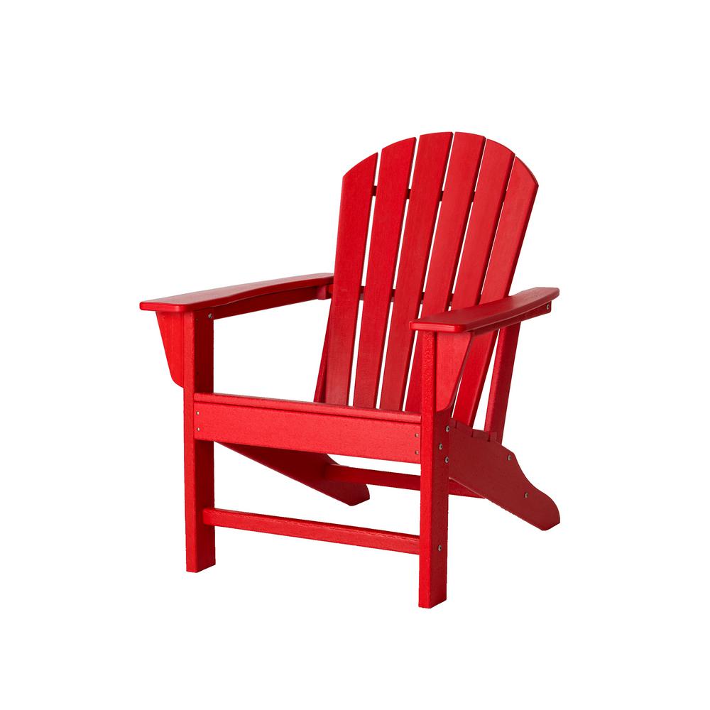 Glitzhome Red HDPE Plastic Adirondack Chair-2022200001 - The Home Depot