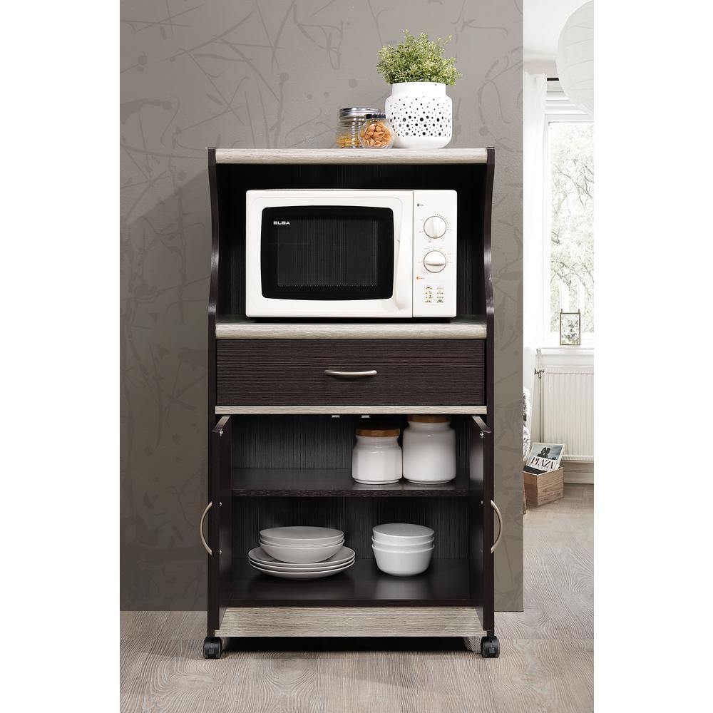 Hodedah Grey Microwave Cart With Storage Hik77 Choc The Home Depot Hodedah Grey Microwave Cart With