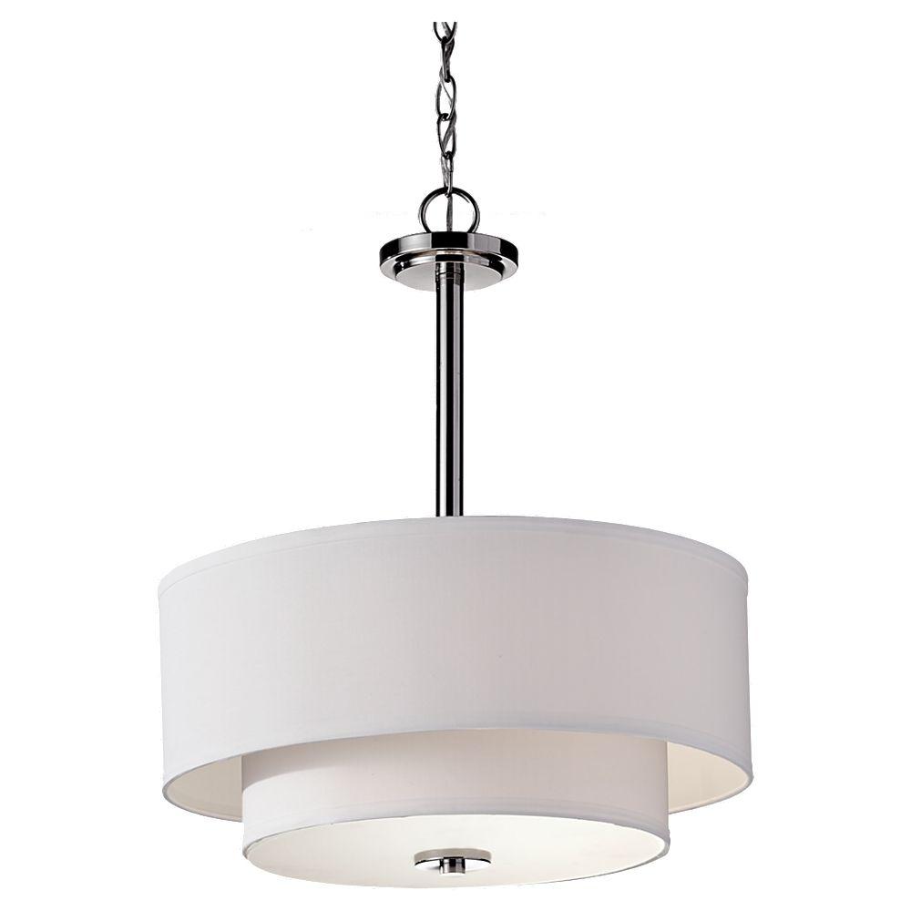 Feiss Malibu 3 Light Brushed Nickel Shade Pendant Feiss Malibu 3 Light Brushed Nickel Shade Pendant