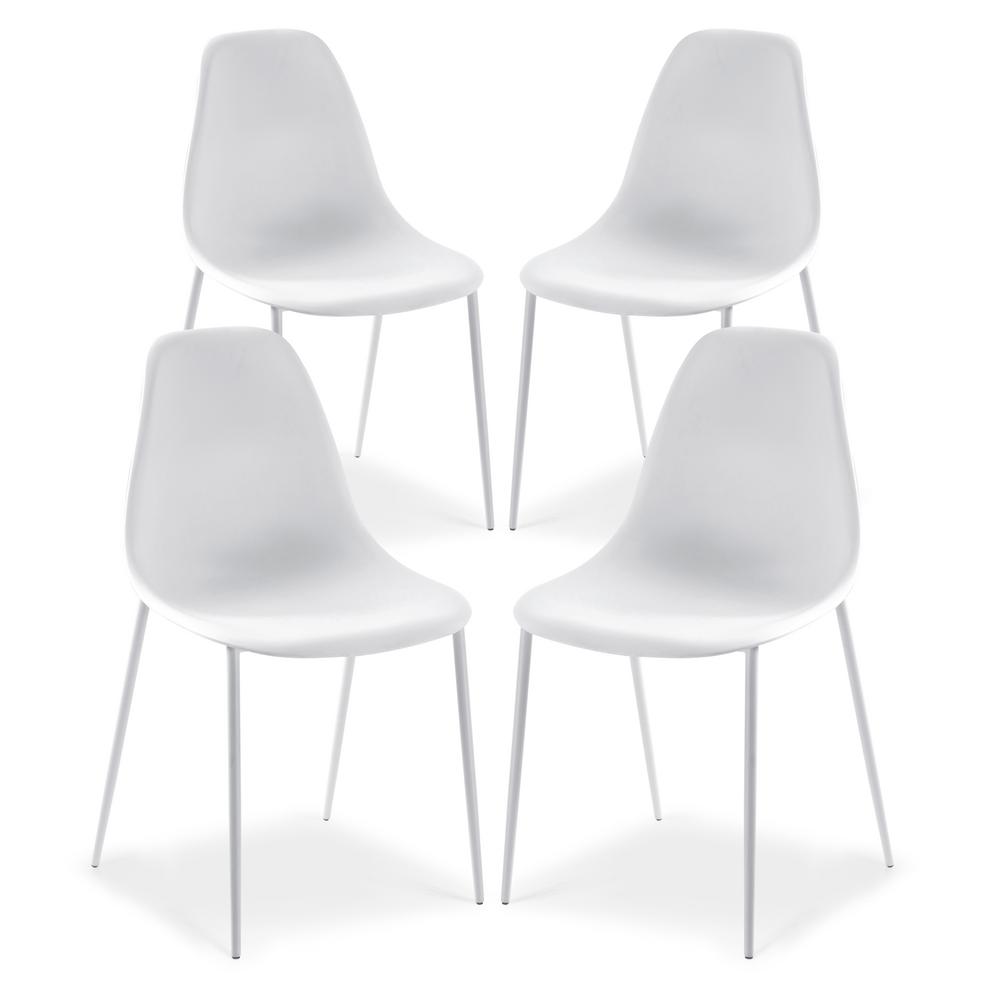 Poly And Bark Isla White Dining Chair Set Of 4 Hd 516 Whi X4 The Home Depot