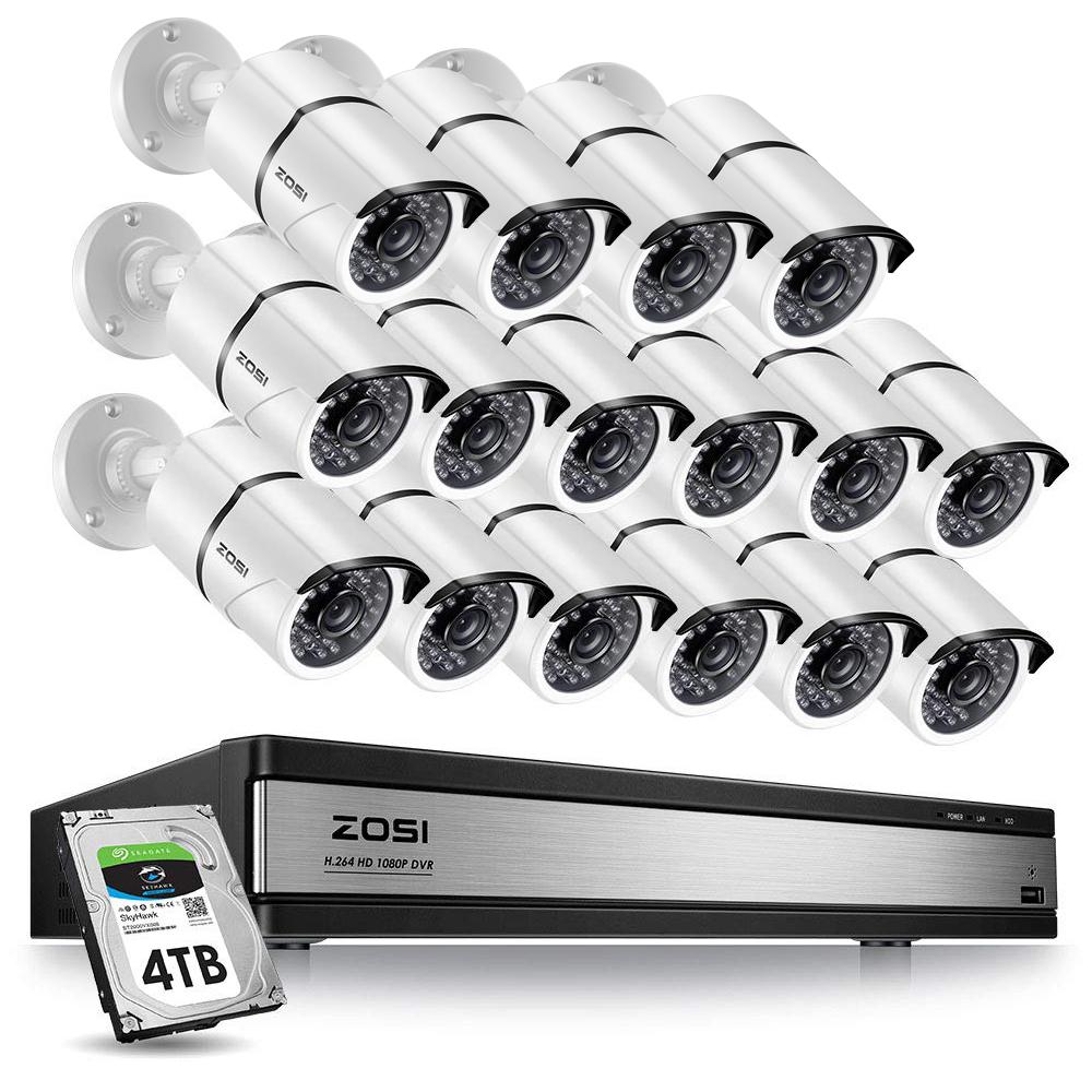 ZOSI 16Channel 1080p 4TB Hard Drive DVR Security Camera System with 16