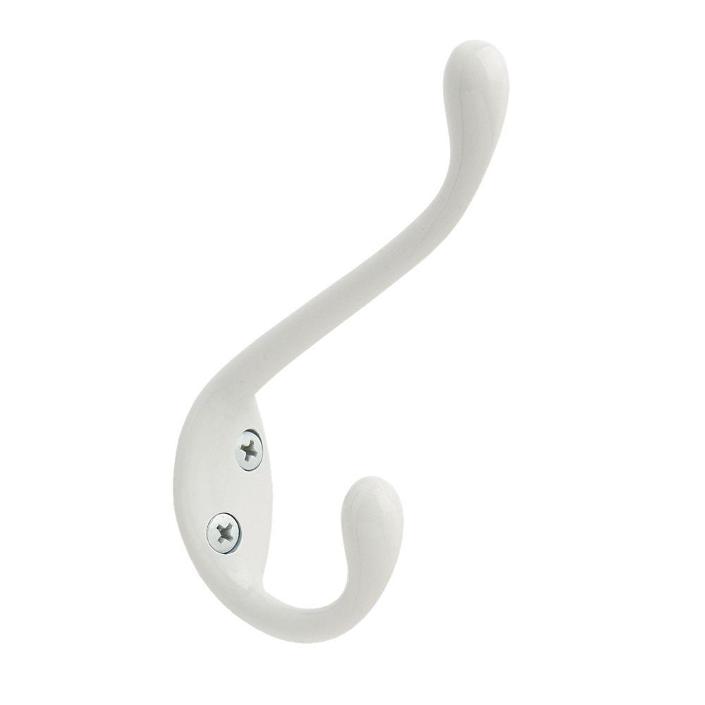 Amerock 25 Lb White Large Double Coat And Hat Hook H55451gw The White Large Double Coat And Hat Hook