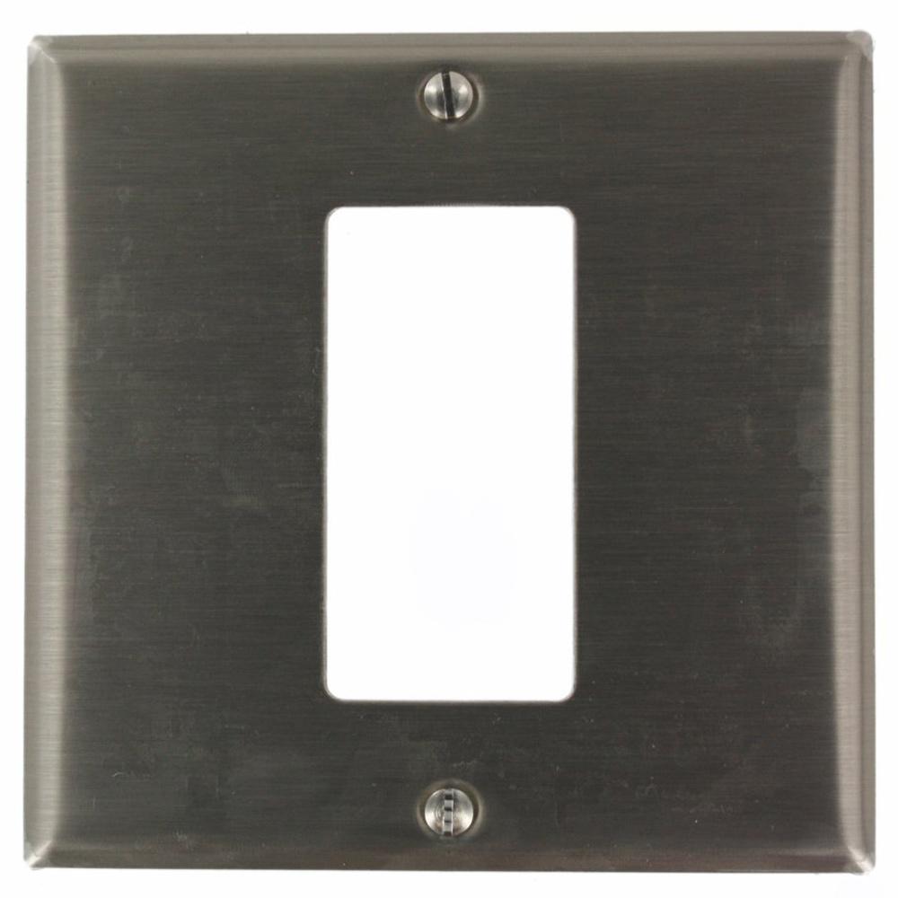 Leviton 2Gang Decora Oversized Wall Plate, Stainless SteelSO262 The