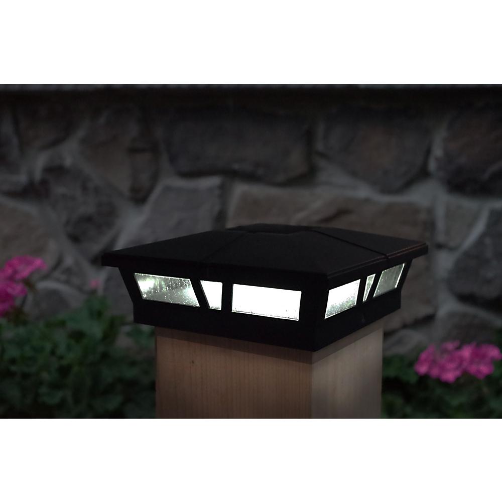 Cambridge 6 In X Outdoor Black Led Solar Post Cap Outdoor Black Led Solar Post Cap