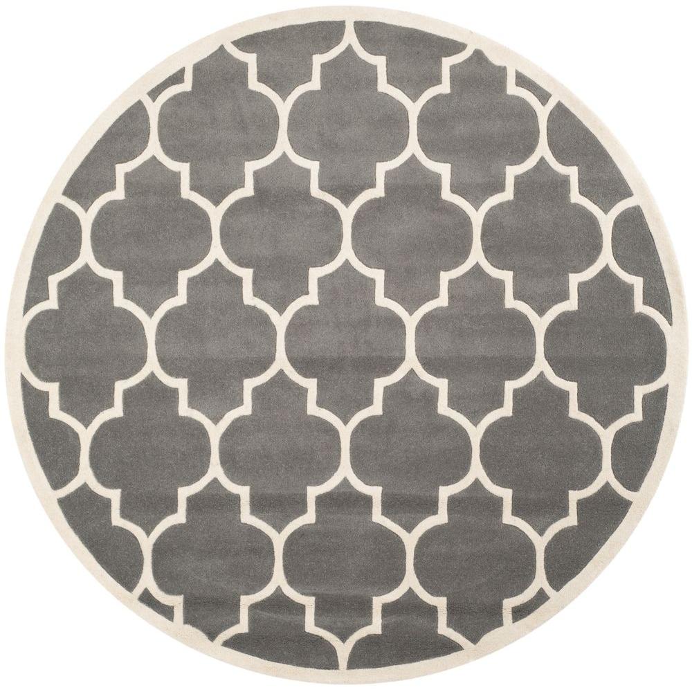 Safavieh Chatham Dark Grey/Ivory 7 ft. x 7 ft. Round Area RugCHT733D