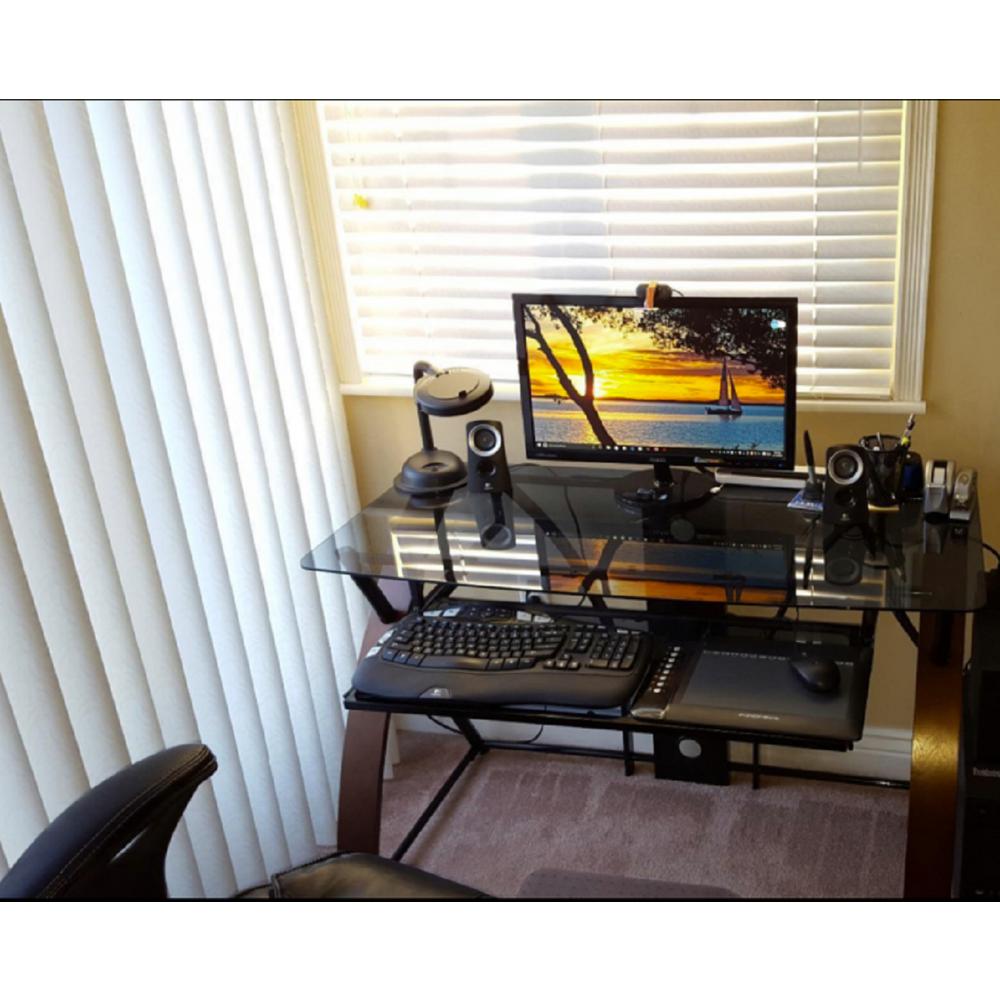 Bell O Digital Glass Curved Wood Computer Desk Cd8841 The Home Depot