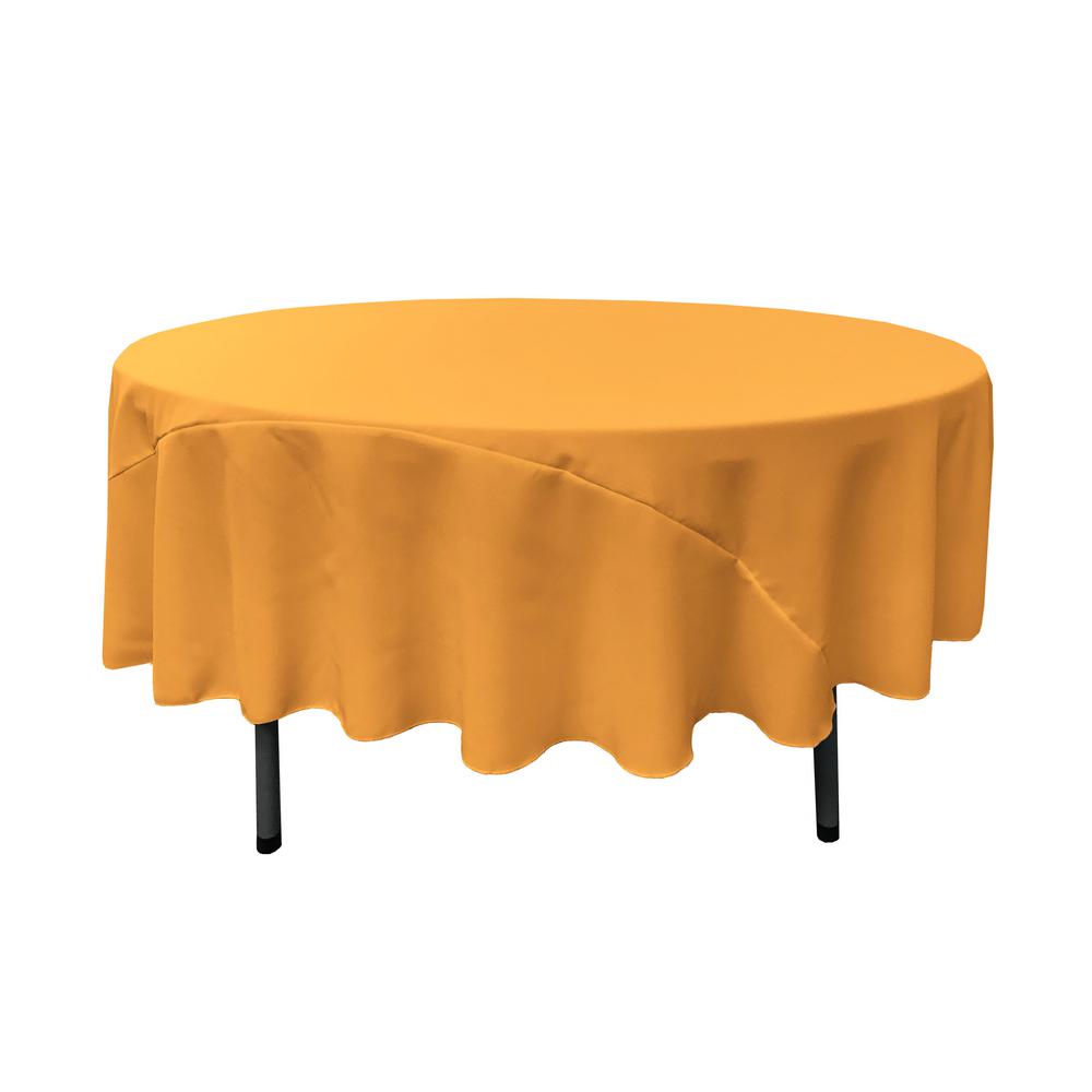 La Linen 90 In Gold Polyester Poplin Round Tablecloth La Linen 90 In Gold Polyester Poplin Round Tablecloth