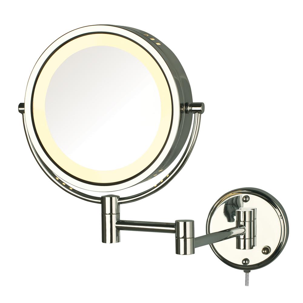 Jerdon 8 5 In Lighted Wall Makeup Mirror Bright Brass Corded Makeup Mirror In Bright Brass
